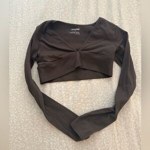 Garage Women's Dark Brown Long Sleeve Crop Top